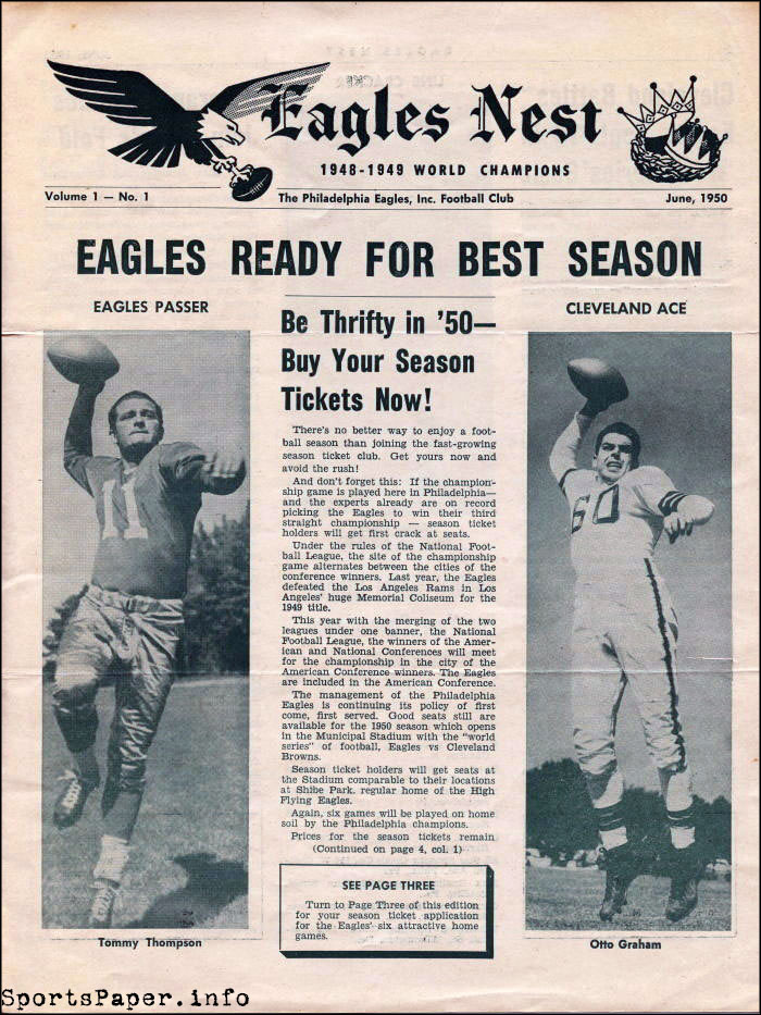 1950 8/11 Philadelphia Eagles vs College All stars Football Program