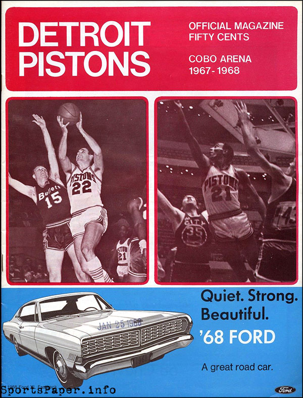 NBA Program: Detroit Pistons (1967-68)