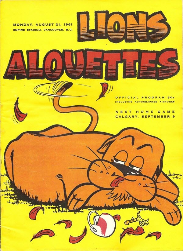 CFL Program: BC Lions vs. Montreal Alouettes (August 21, 1961)