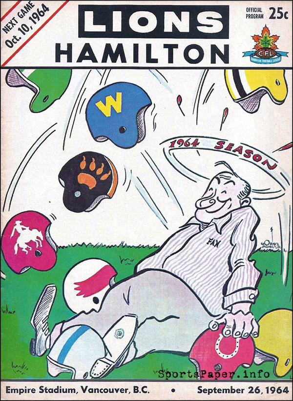 CFL Program: BC Lions vs. Hamilton Tiger-Cats (September 26, 1964)