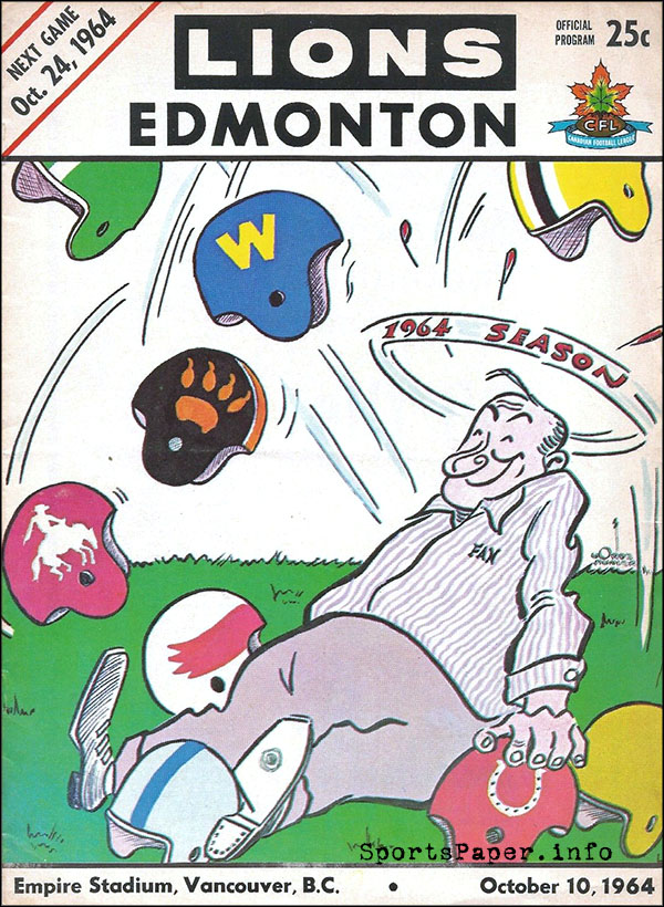 CFL Program: BC Lions vs. Edmonton Eskimos (October 10, 1964)