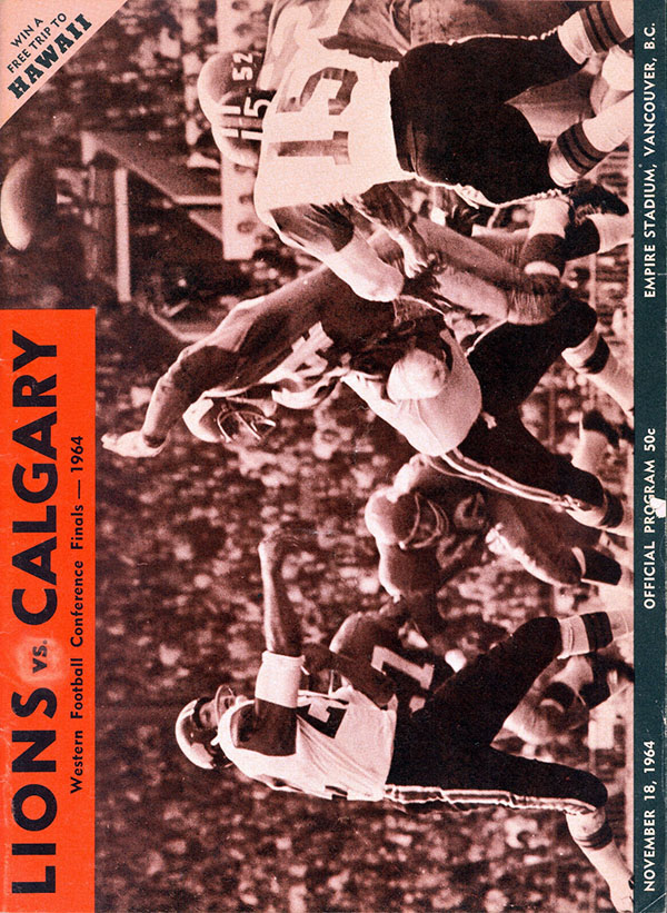 CFL Program: BC Lions vs. Calgary Stampeders (November 18, 1964)