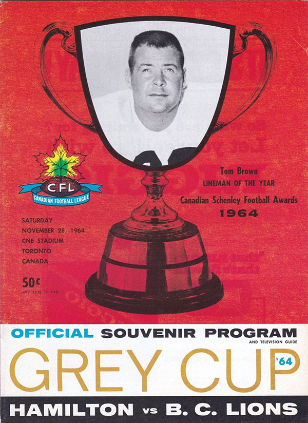 CFL Program: 1964 Grey Cup (BC Lions vs. Hamilton Tiger-Cats)