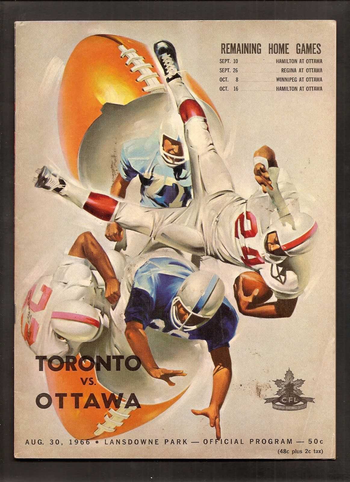 CFL Program: Ottawa Rough Riders vs. Toronto Argonauts (August 30, 1966)