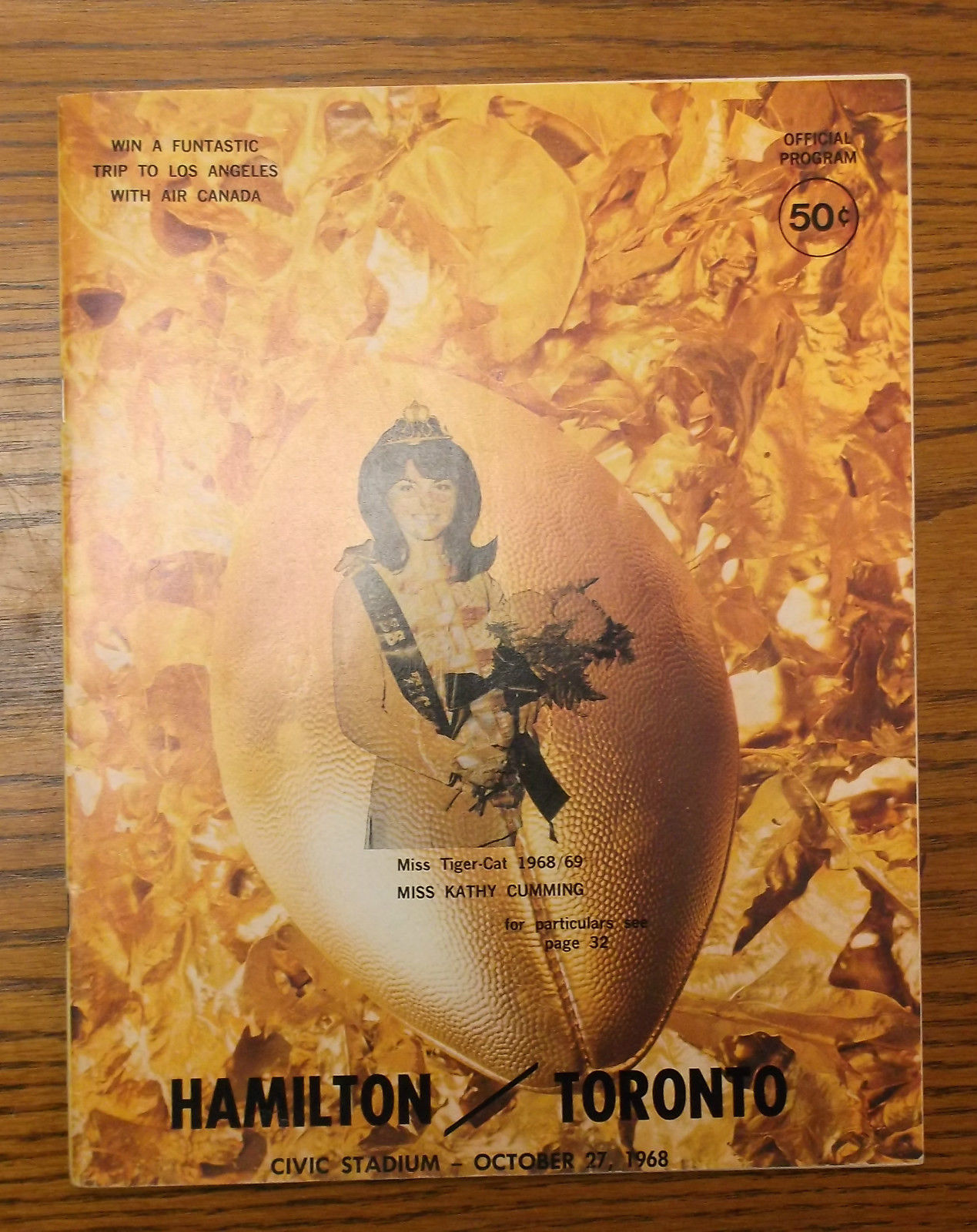 CFL Program: Hamilton Tiger-Cats vs. Toronto Argonauts (October 27, 1968)