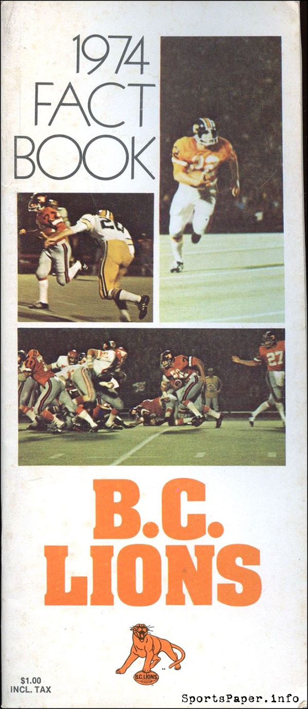 CFL Media Guide: BC Lions (1974)