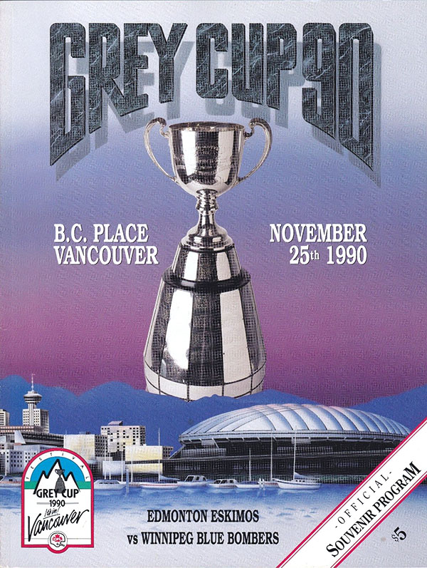 CFL Program: 1990 Grey Cup (Winnipeg Blue Bombers vs. Edmonton Eskimos)