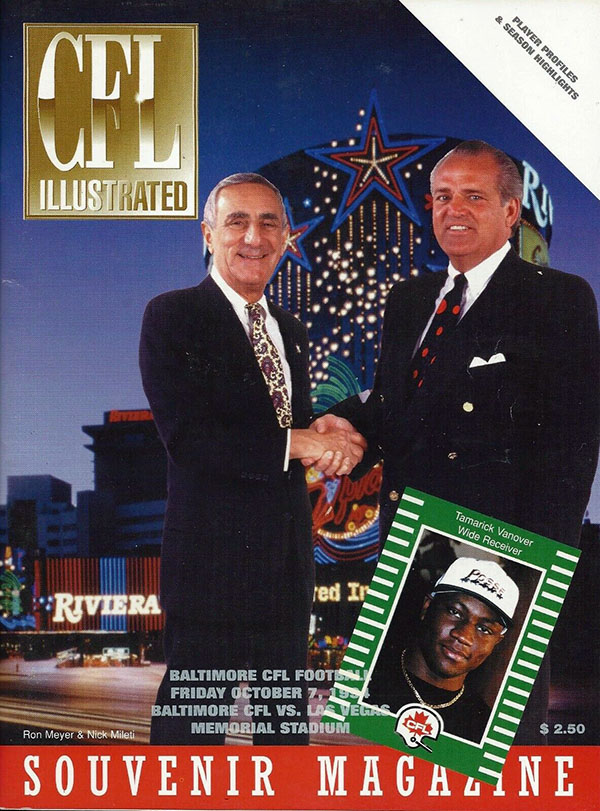 CFL Program: Baltimore Football Club vs. Las Vegas Posse (October 7, 1994)