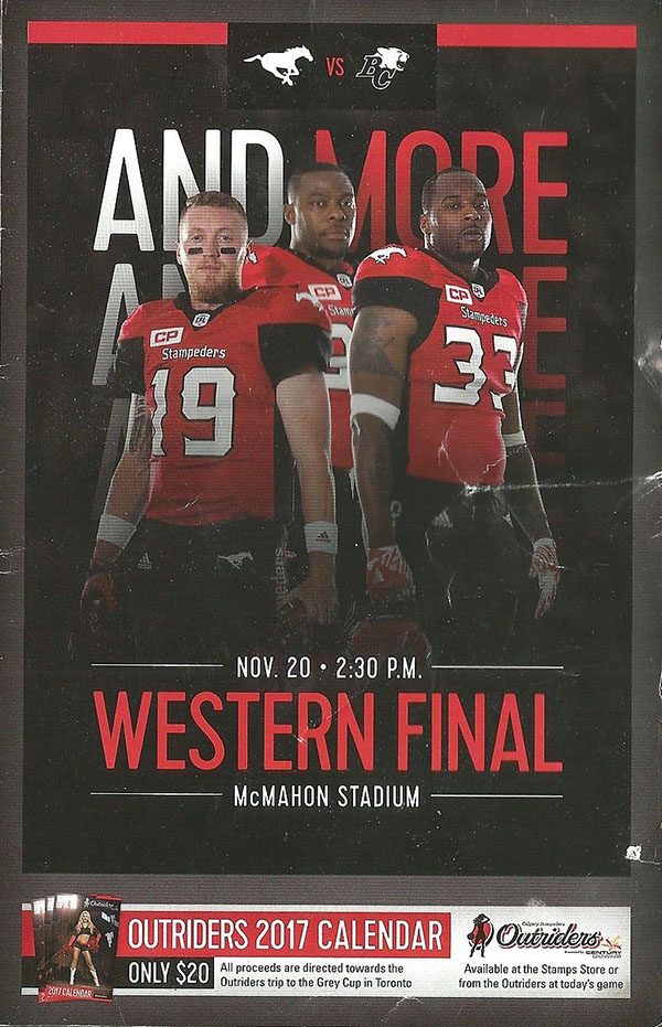 CFL Program: Calgary Stampeders vs. BC Lions (November 20, 2016)