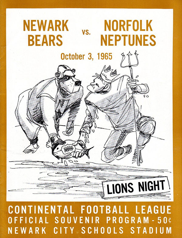 CoFL Game Program: Norfolk Neptunes vs. Newark Bears (October 3, 1965)