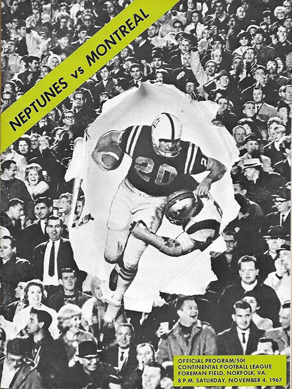 CoFL Game Program: Norfolk Neptunes vs. Montreal Beavers (November 4, 1967)