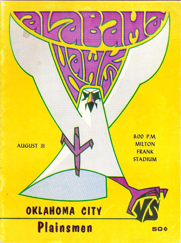 CoFL Game Program: Alabama Hawks vs. Oklahoma City Plainsmen (August 31, 1968)