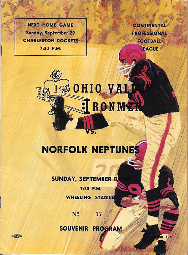 CoFL Game Program: Ohio Valley Ironmen vs. Norfolk Neptunes (September 8, 1968)