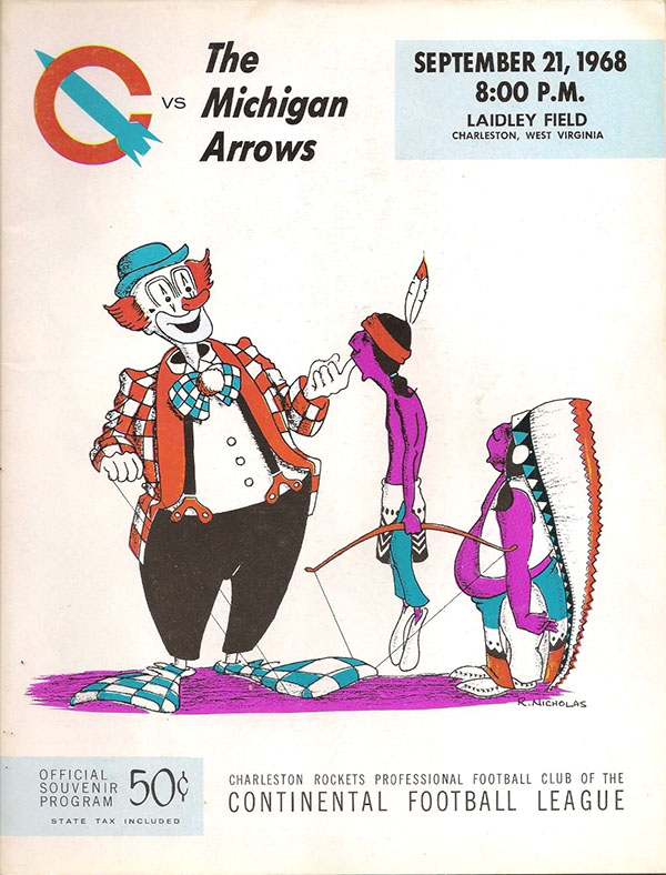 CoFL Game Program: Charleston Rockets vs. Michigan Arrows (September 21, 1968)