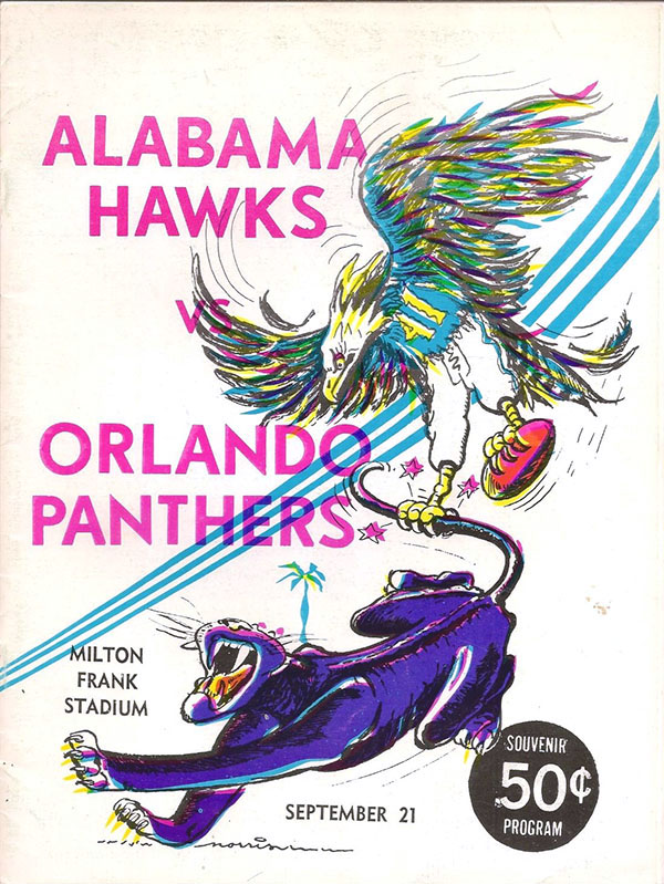 CoFL Game Program: Alabama Hawks vs. Orlando Panthers (September 21, 1968)