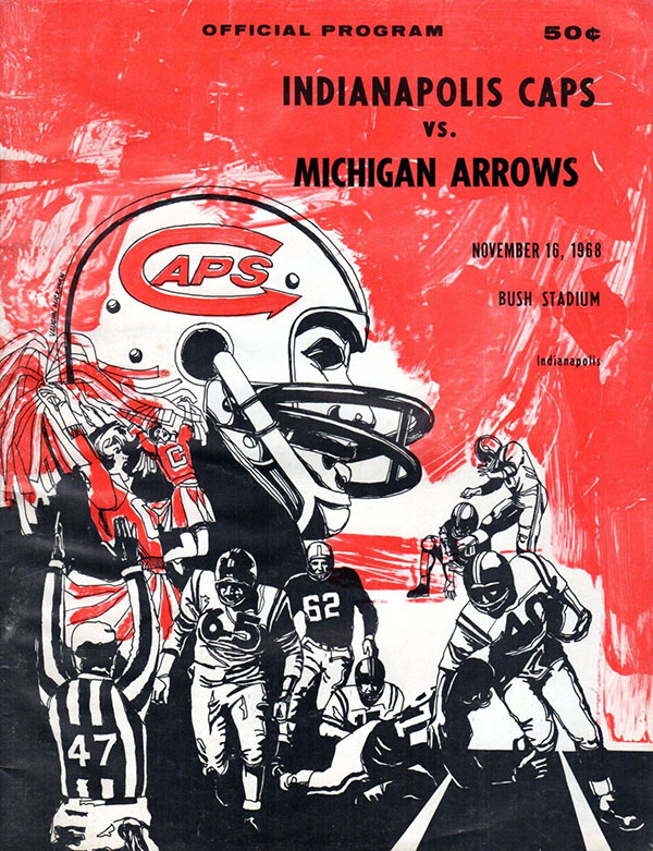 CoFL Game Program: Michigan Arrows vs. Indianapolis Capitols (November 16, 1968)