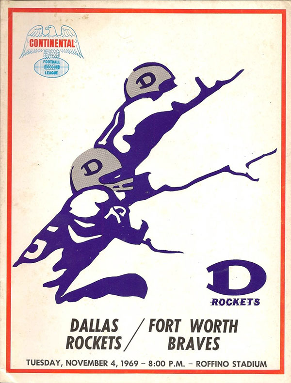 CoFL Game Program: Dallas Rockets vs. Fort Worth Braves (November 4, 1969)