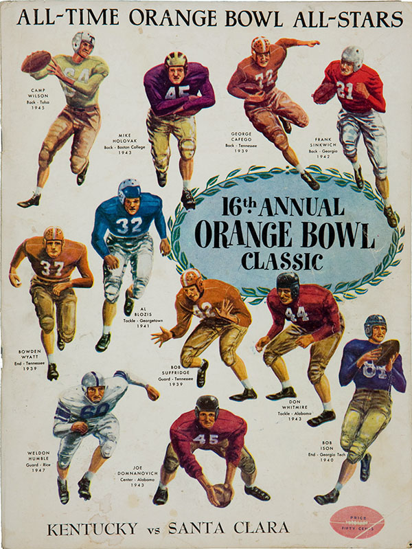 NCAA Bowl Game Program: 1950 Orange Bowl (Santa Clara Broncos vs. Kentucky Wildcats)