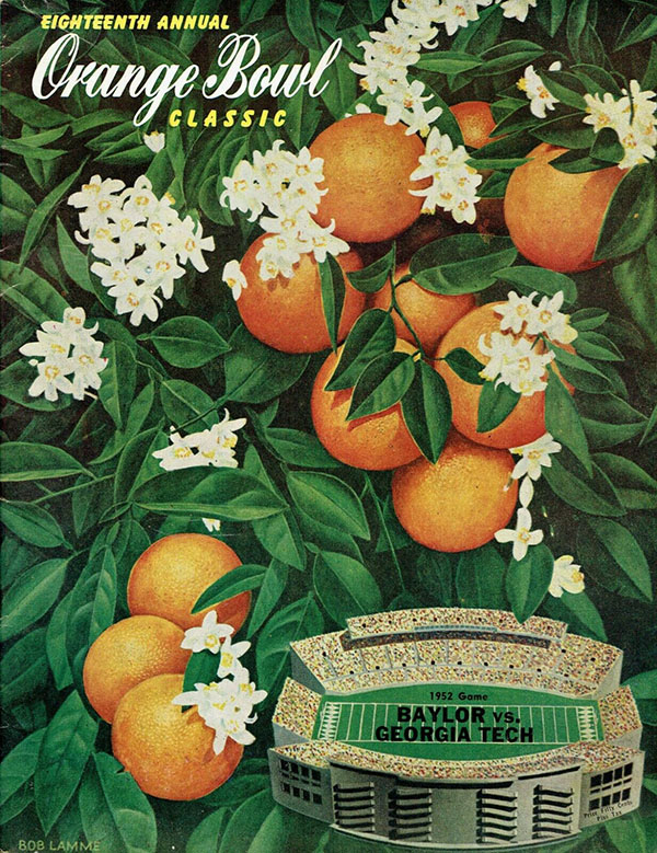 NCAA Bowl Game Program: 1952 Orange Bowl (Georgia Tech Yellow Jackets vs. Baylor Bears)