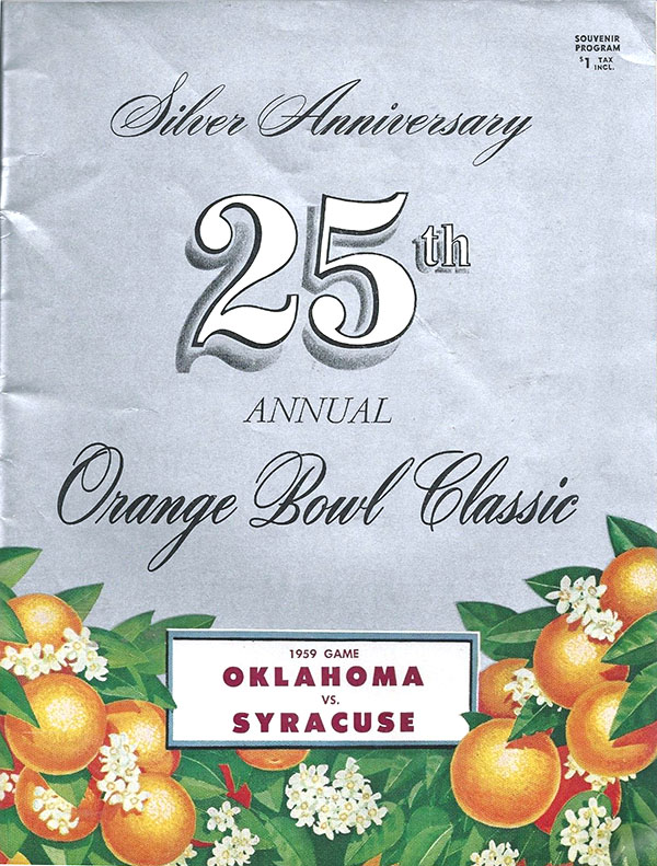 NCAA Bowl Game Program: 1959 Orange Bowl (Oklahoma Sooners vs. Syracuse Orangemen)