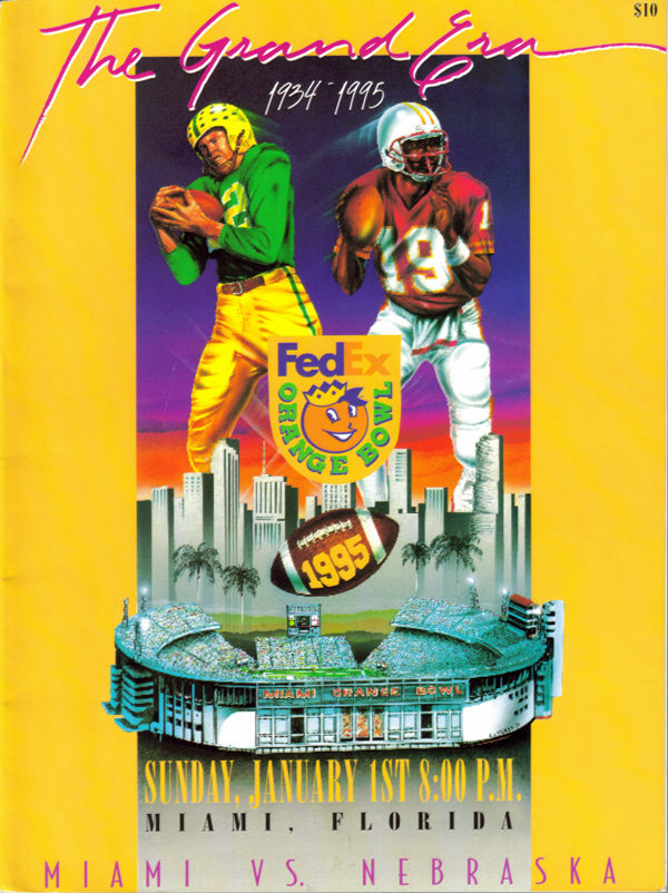 NCAA Bowl Game Program: 1995 Orange Bowl (Miami Hurricanes vs. Nebraska Cornhuskers)