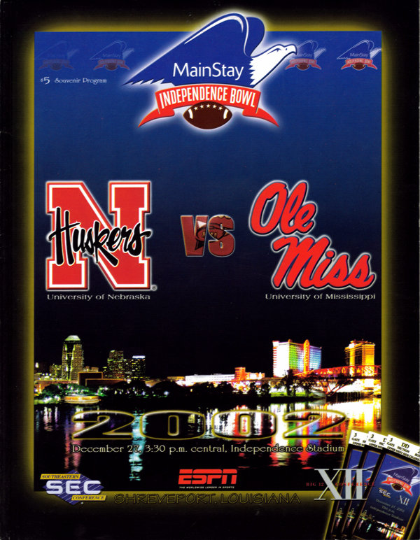 NCAA Bowl Game Program: 2002 Independence Bowl (Nebraska Cornhuskers vs. Ole Miss Rebels)