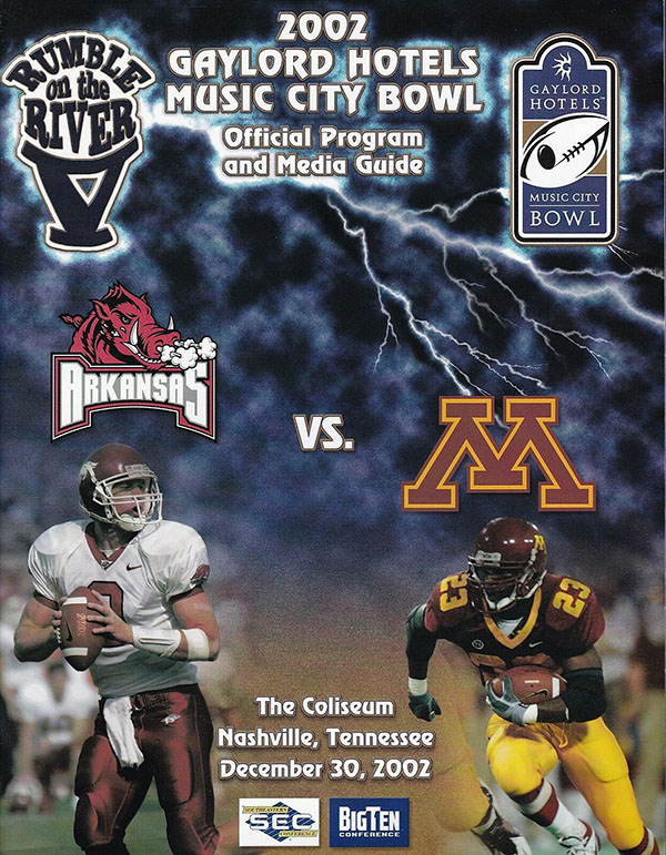 NCAA Bowl Game Program: 2002 Music City Bowl (Arkansas Razorbacks vs. Minnesota Golden Gophers)