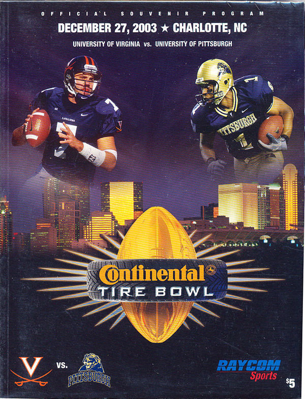 NCAA Bowl Game Program: 2003 Continental Tire Bowl (Pittsburgh Panthers vs. Virginia Cavaliers)