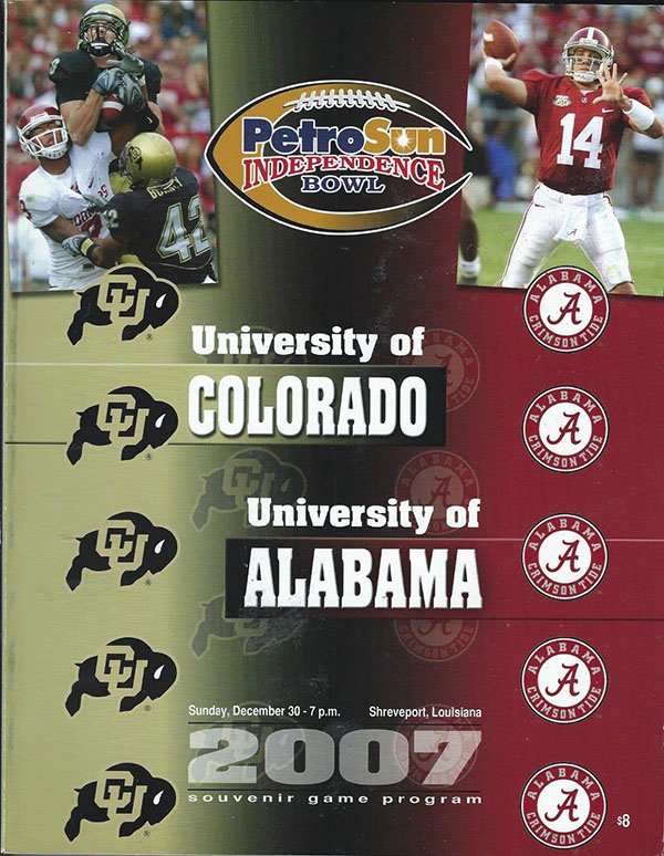 NCAA Bowl Game Program: 2007 Independence Bowl (Alabama Crimson Tide vs. Colorado Buffaloes)