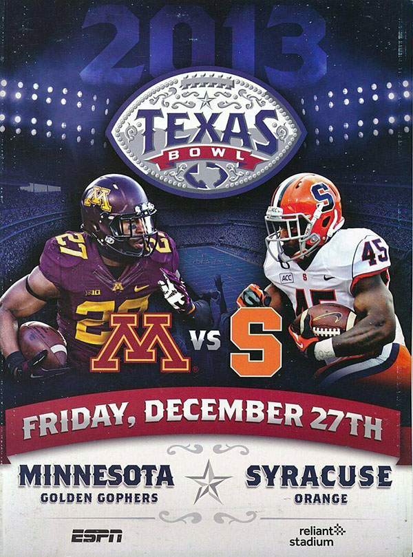 NCAA Bowl Game Program: 2013 Texas Bowl (Syracuse Orange vs. Minnesota Golden Gophers)