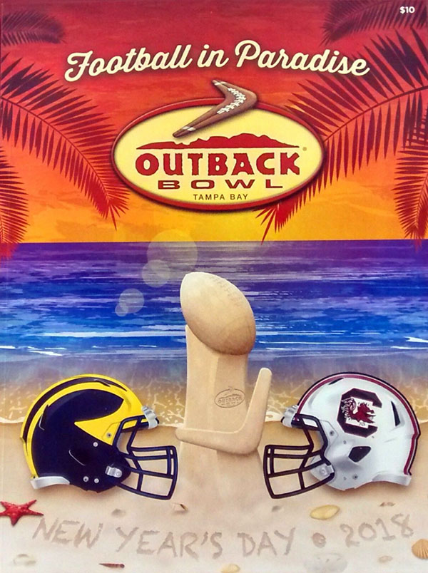 NCAA Bowl Game Program: 2018 Outback Bowl (Michigan Wolverines vs. South Carolina Gamecocks)