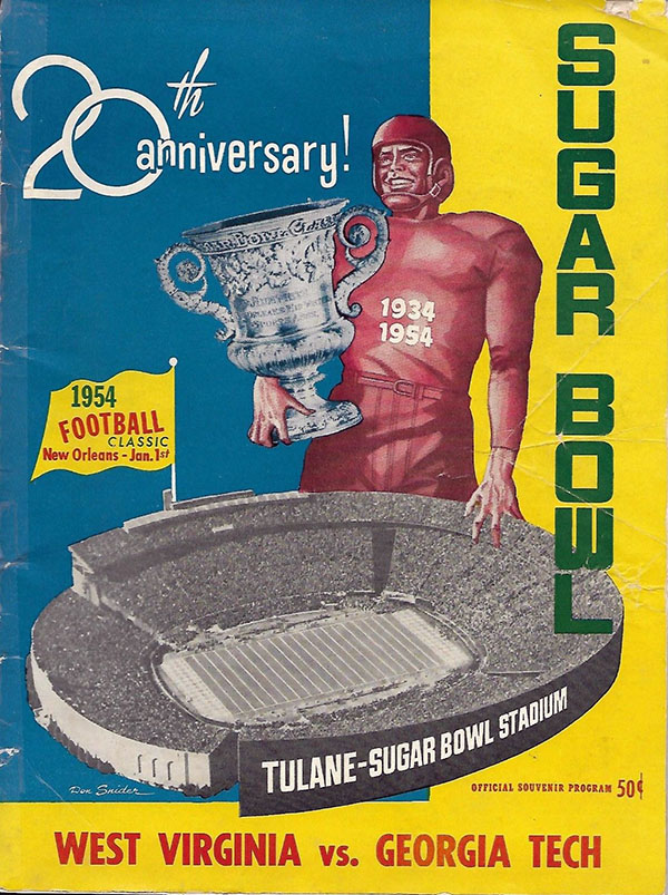 NCAA Bowl Game Program: 1954 Sugar Bowl (Georgia Tech Yellow Jackets vs. West Virginia Mountaineers)