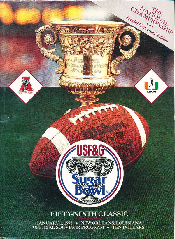 NCAA Bowl Game Program: 1993 Sugar Bowl