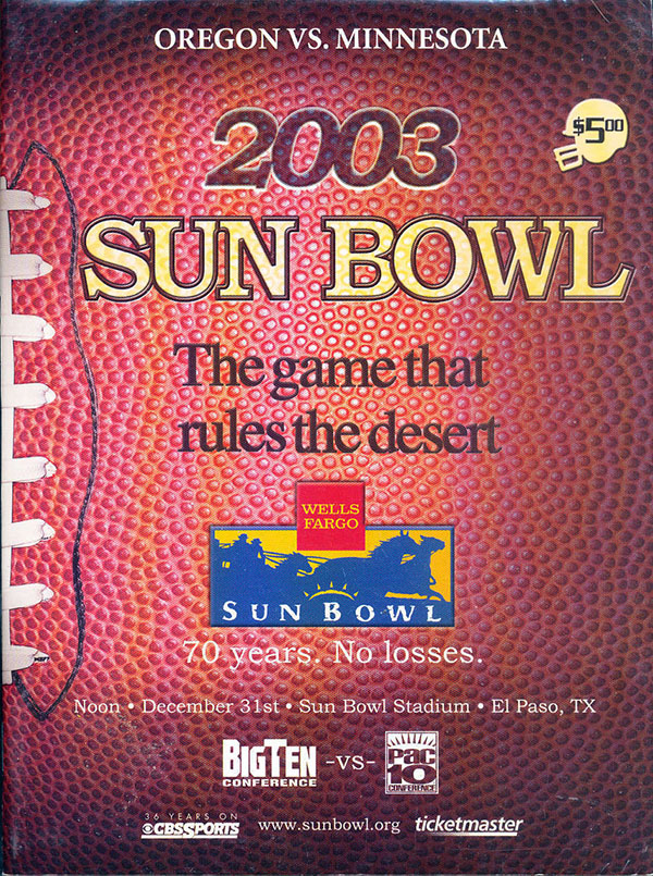 NCAA Bowl Game Program: 2003 Sun Bowl