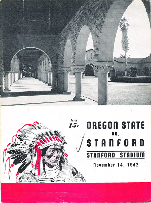 College Football Program: Stanford Indians vs. Oregon State Beavers (November 14, 1942)