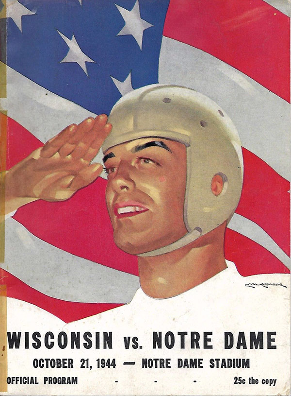 College Football Program: Notre Dame Fighting Irish vs. Wisconsin Badgers (October 21, 1944)