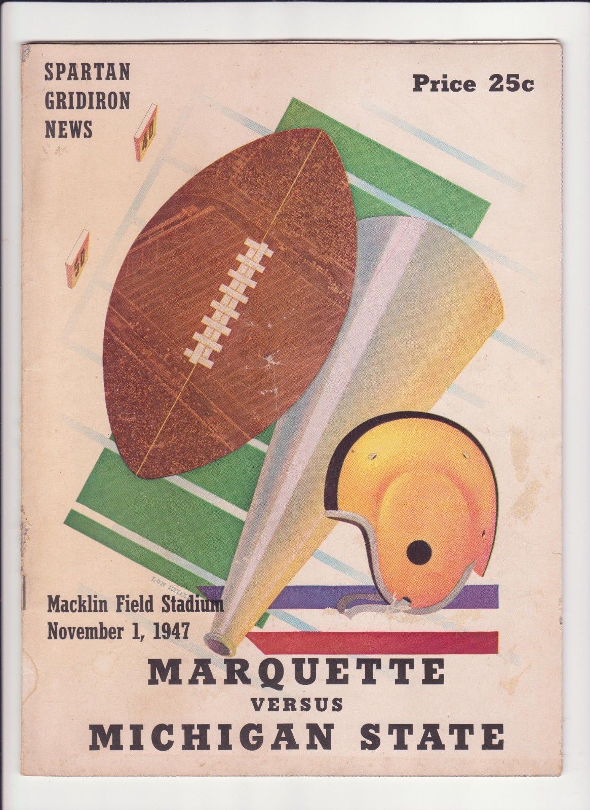 College Football Program: Michigan State Spartans vs. Marquette Hilltoppers (November 1, 1947)