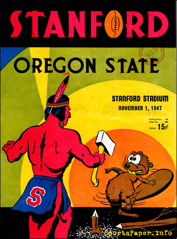 College Football Program: Stanford Indians vs. Oregon State Beavers (November 1, 1947)