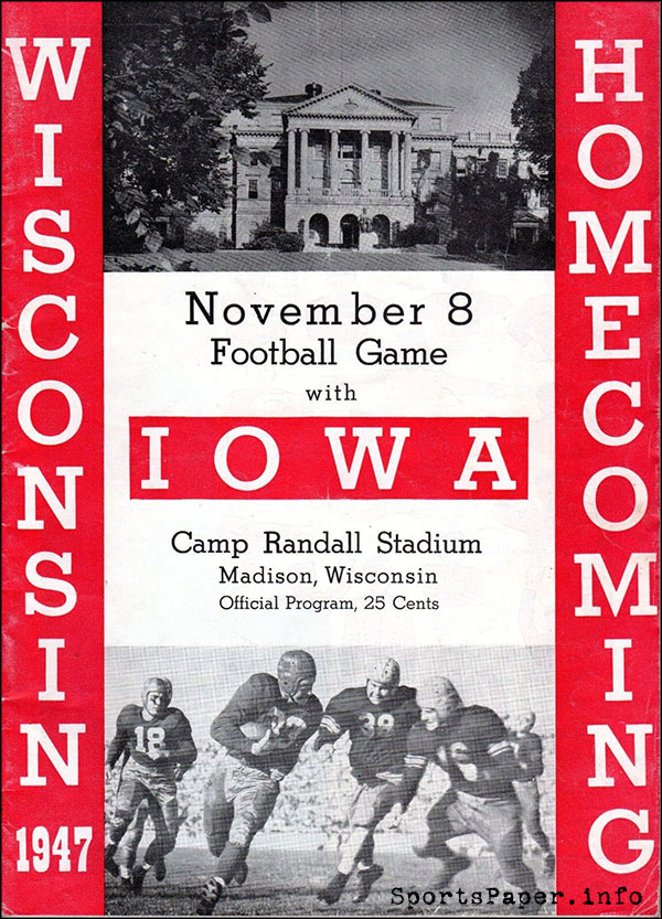 College Football Program: Wisconsin Badgers vs. Iowa Hawkeyes (November 8, 1947)