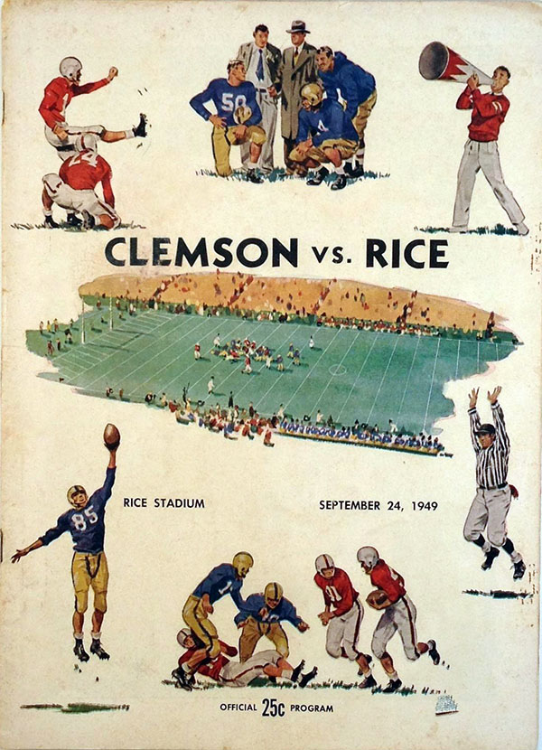 College Football Program: Rice Owls vs. Clemson Tigers (September 24, 1949)