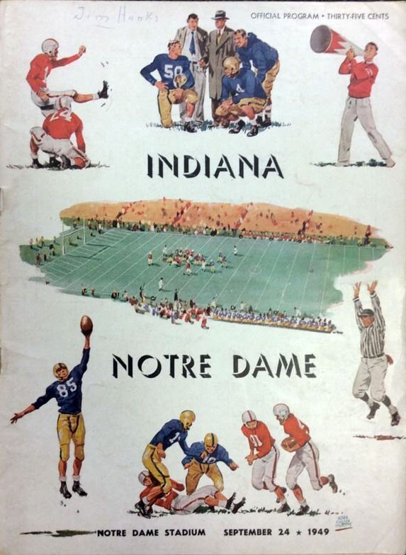 College Football Program: Notre Dame Fighting Irish vs. Indiana Hoosiers (September 24, 1949)