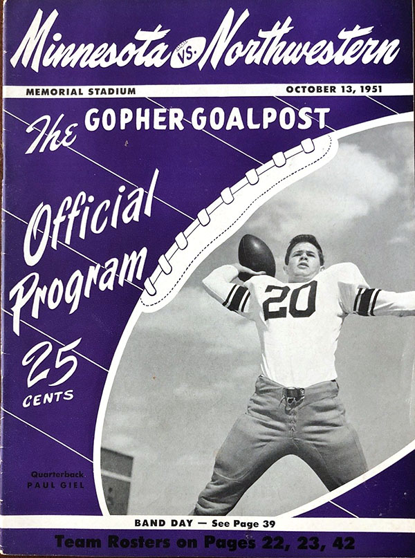 College Football Program: Minnesota Golden Gophers vs. Northwestern Wildcats (October 13, 1951)