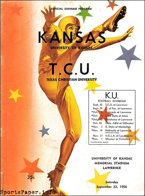 College Football Program: Kansas Jayhawks vs. TCU Horned Frogs (September 22, 1956)