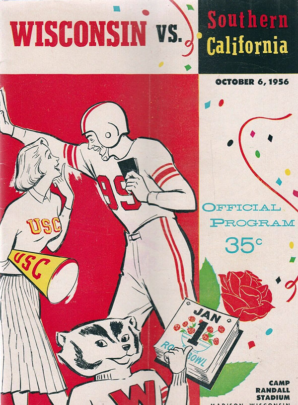 College Football Program: Wisconsin Badgers vs. USC Trojans (October 6, 1956)