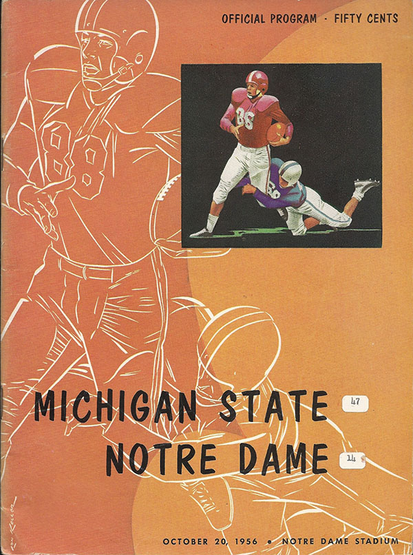 College Football Program: Notre Dame Fighting Irish vs. Michigan State Spartans (October 20, 1956)