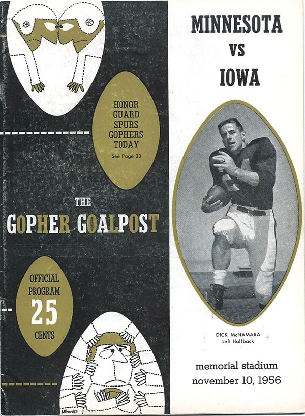 College Football Program: Minnesota Golden Gophers vs. Iowa Hawkeyes (November 10, 1956)