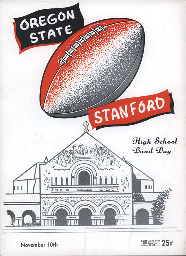College Football Program: Stanford Indians vs. Oregon State Beavers (November 10, 1956)