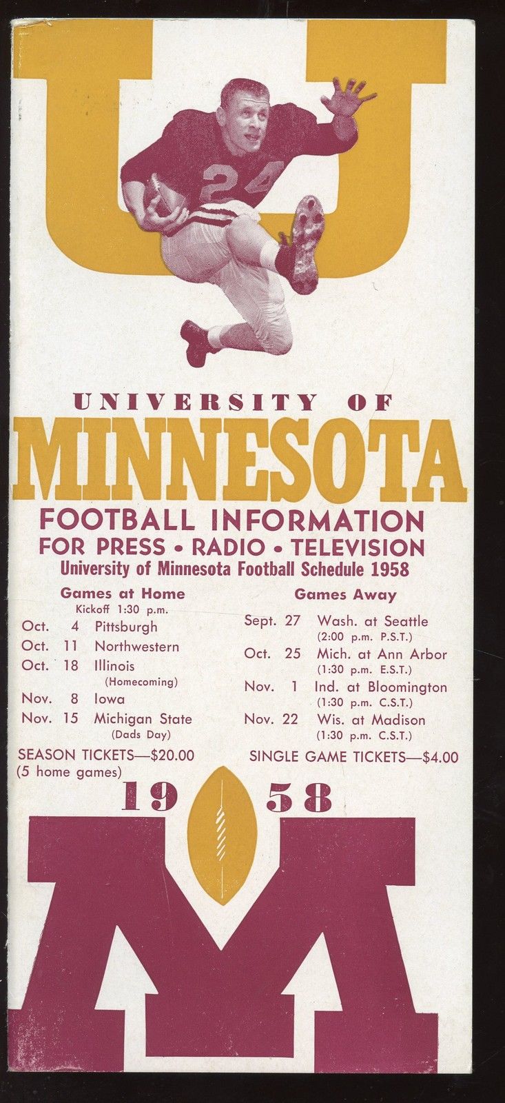 College Football Media Guide: Minnesota Golden Gophers (1958)