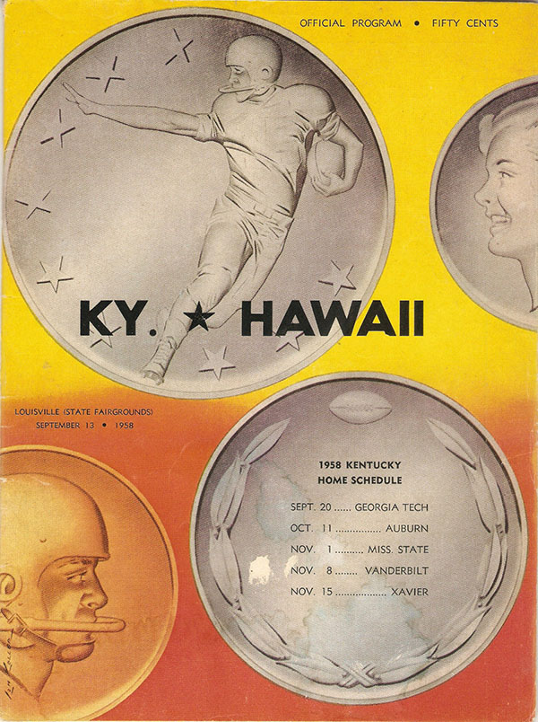 College Football Program: Kentucky Wildcats vs. Hawaii Rainbows (September 13, 1958)