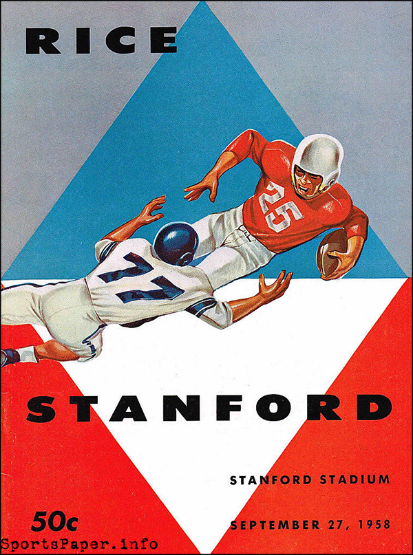 College Football Program: Stanford Indians vs. Rice Owls (September 27, 1958)